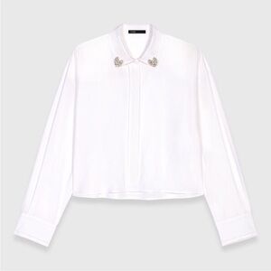 NWOT Maje Cropped Shirt with Jewel Detail